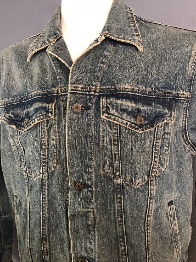 GAP JEANS 1969 RN 54023 distressed blue denim jean jacket XL ? Nice