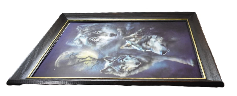 Wolf Wall Art Print 3D Lenticular Holographic Dimensional Framed VTG 1970s - Image 2 of 4