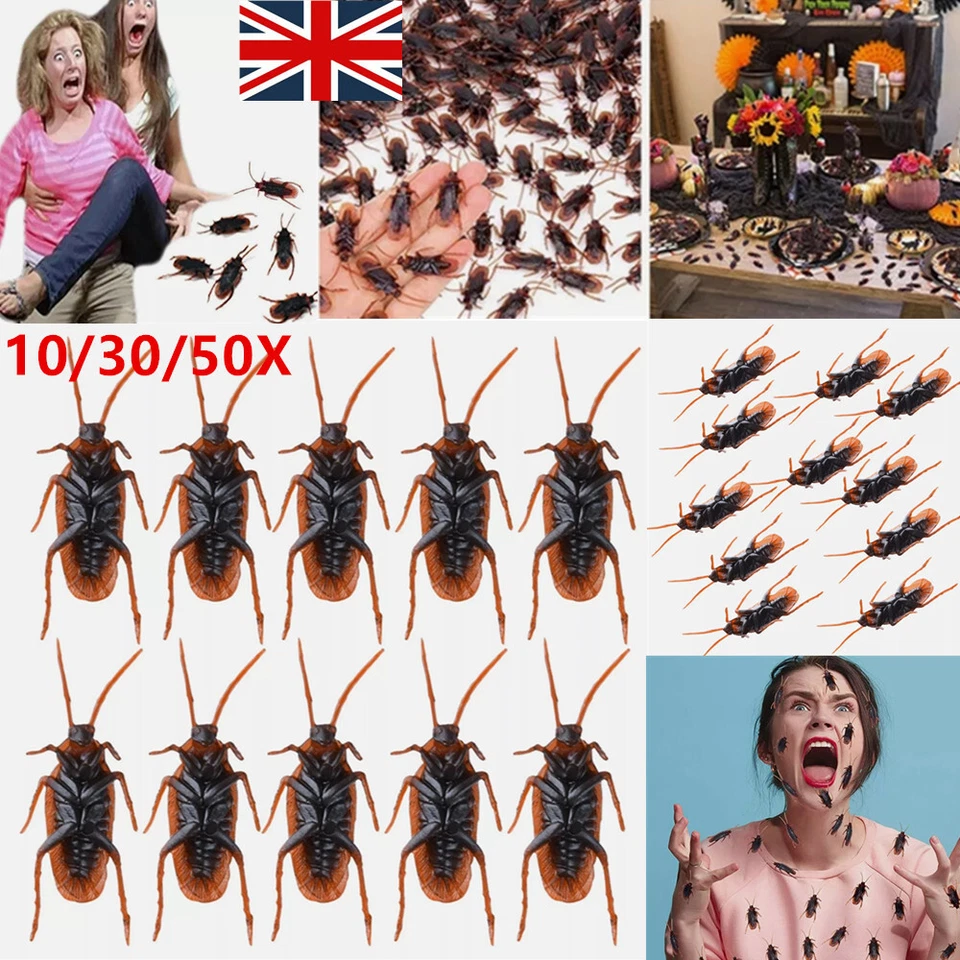 10-50X Prank Fake Cockroaches Cock Roach Joke Gifts Creepy Bug Gag Toy, - Image 4 of 4