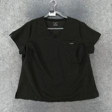 Jaanuu Scrub Top Womens 1X Black Medical w Pockets
