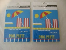 16 Blue Summer Swim Pool Party Invitations for Children, Kids, Teens & Adults...