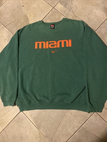 Vintage Miami Hurricanes Nike Sweatshirt Mens Size XXL Center Swoosh