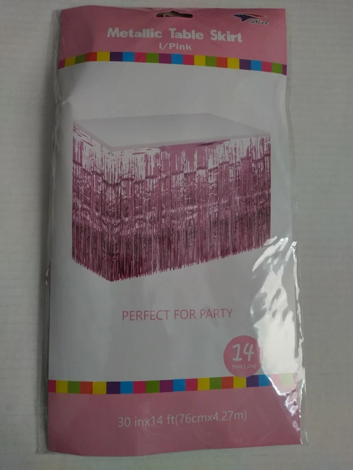 Saia de mesa metálica rosa claro decoração casamento chá de bebê festa de aniversário - Imagem 2 de 4