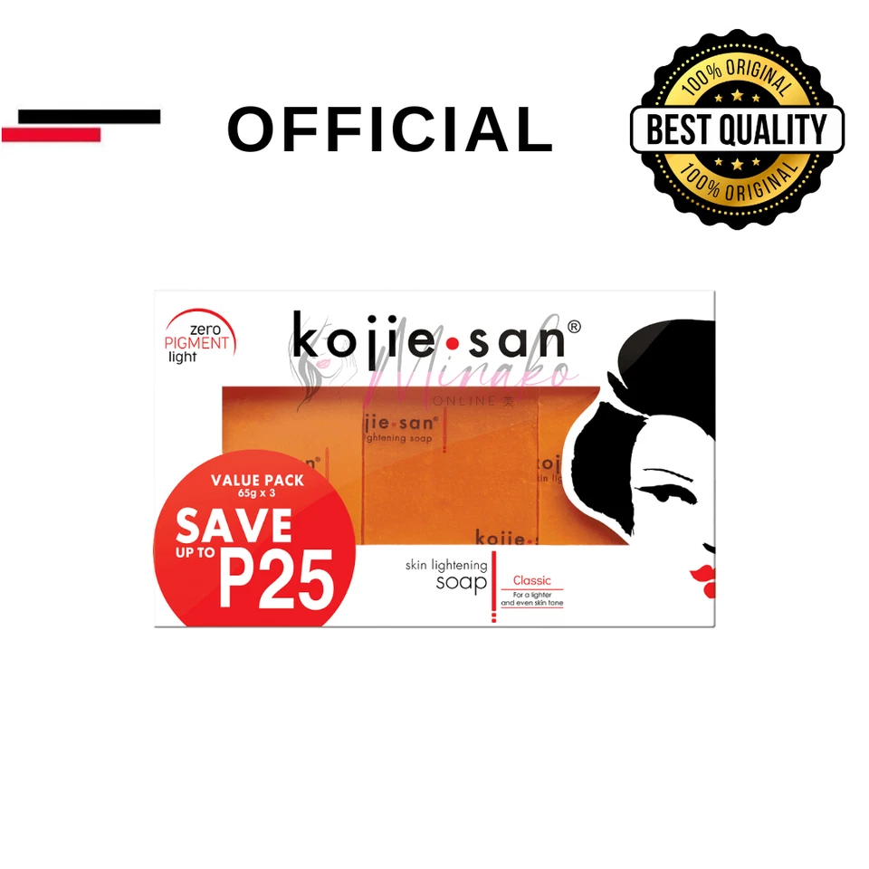 Kojie San Skin Lightening Soap 3 x 65g Kojic Acid Whitening Official