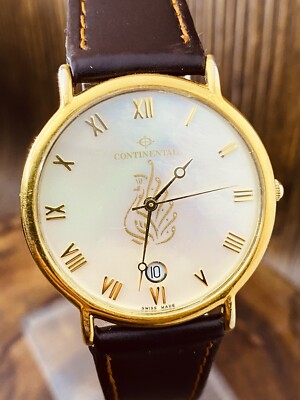 Continental Swiss Made Ladies Watch–Roman Numerals–Gold Tone Bezel–New Battery Continental Roman Numerals Swiss-made Watch for Parts  main image 3