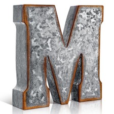 12" Metal M Letter Wall Decor Large Galvanized Letter 3D Signs Shelf Decorati...