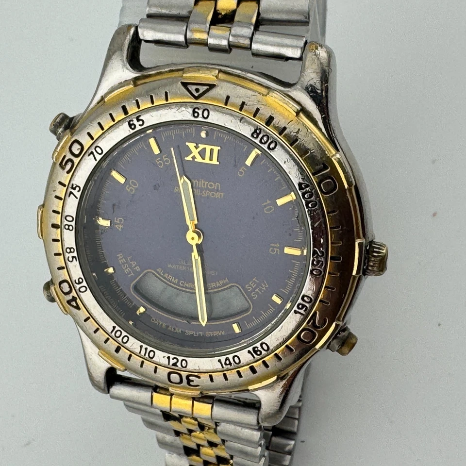 Reloj Digital Analógico Armitron De Colección Hombres Bisel Giratorio Alarma Cronógrafo Batería Nueva 8" Foto 2 de 4