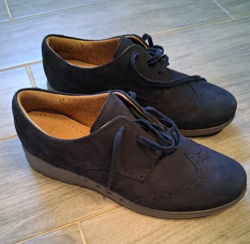 Clarks NUOVO Artisan non strutturato donna 9 5 blu scamosciato pelle Oxford stringato