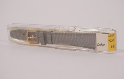Hirsch Austria Dakar Calf Leather Watch Strap 16Mm Gray Lizard Texture In Ovp