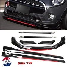 Front Bumper Lip Spoiler Splitter Side Skirt Glossy Black For Mini Cooper R55 R