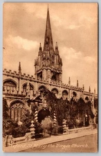Vintage Oxford St Mary the Virgin Church Sepia Postcard Frith's Series A335