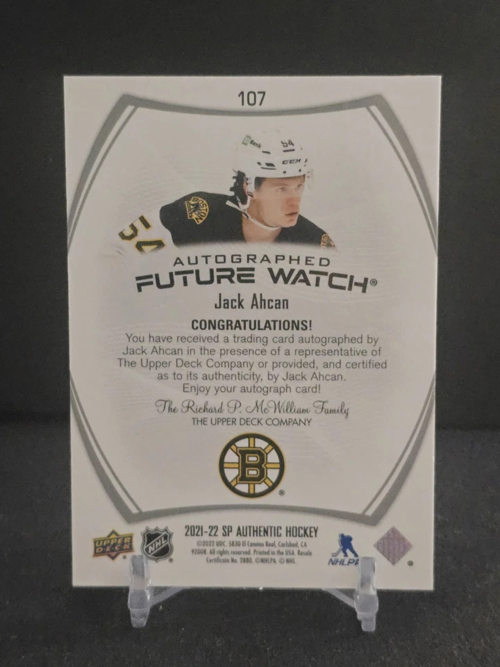 2021-22 SP Authentic Future Watch Auto Jack Ahcan /999 RC #107  - Image 2 of 4