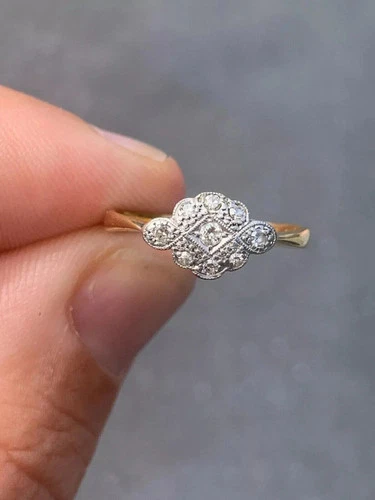 Art Deco Vintage 1.8Ct Round Cut Lab Created Diamond Engagement 14K Gold FN Ring