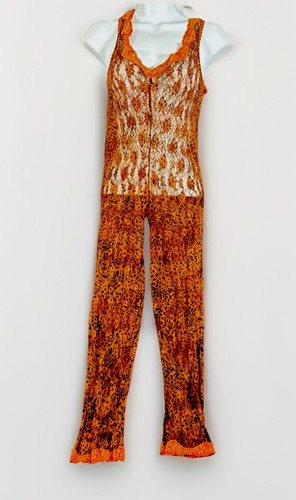 VIVE LA DIFFERENCE Bodysuit M Sheer Lace Animal Print Lingerie Vintage Bodycon