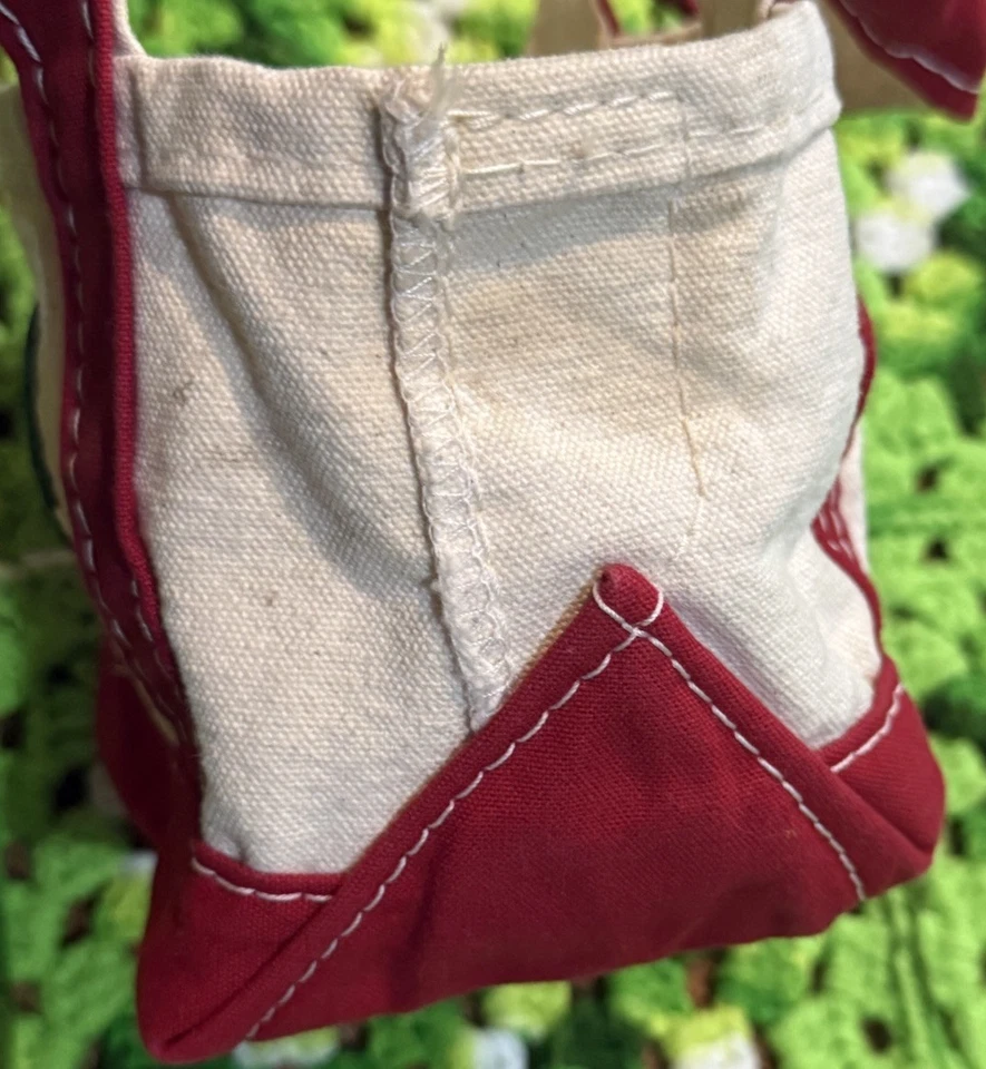 De Colección LL Bean Mini Barco Bolso de Mano Lona Bordado Árboles de Navidad EE. UU. Algodón Foto 3 de 4