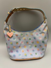 Dooney Bourke DB Monogram Small Hobo Bag in Light Blue 10 x 6