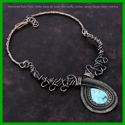 Copper Tibetan Turquoise Gemstone Wire Wrapped Wife Chain New Necklace Jewelry