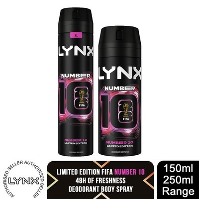 Lynx FIFA No 10 Herren Körperspray Deodorant Zitrus Wassermelone Größe & Packung auswählen