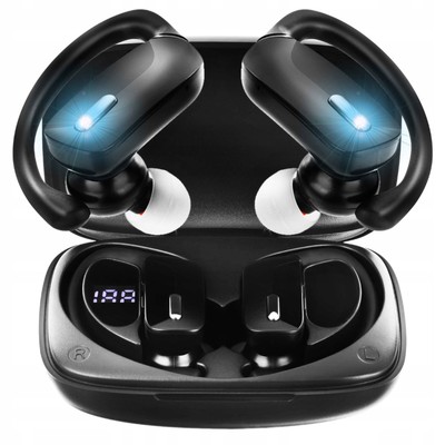 SPORT KOPFHÖRER BLUETOOTH 5.3 EDR POWERBANK LED WASSERDICHT IPX5 SCHWARZ