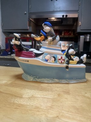 Warner Bro. Studio Store Looney Tunes Boat Cookie Jar 2000 Bugs Daffy Pepe Porky