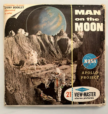 MAN ON THE MOON NASA APOLLO PROJECT B658 View-Master 3 Reel 21 Pics w/Book VG