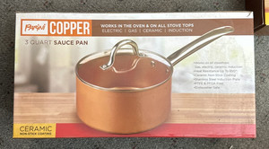 PARINI COPPER 3 QUART SAUCE PAN WITH CERAMIC NON-STICK COATING