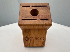 Cutco #1649 Essentials Set Block 5-Slot USED Honey Oak Solid Wood Made in USA