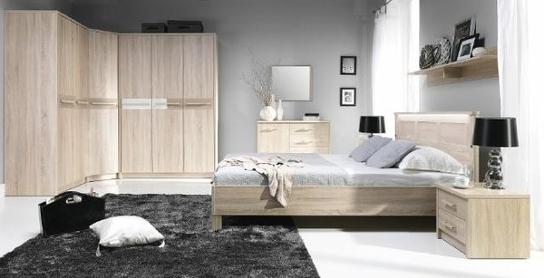 Komplett Bett Kleiderschrank Schlafzimmer Set Schrank Bett Kommode - Cremona 3-image