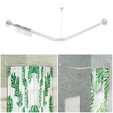 L Shaped Shower Curtain Rod Adjustable 23.81-53.15 Inch Corner 90 Degree