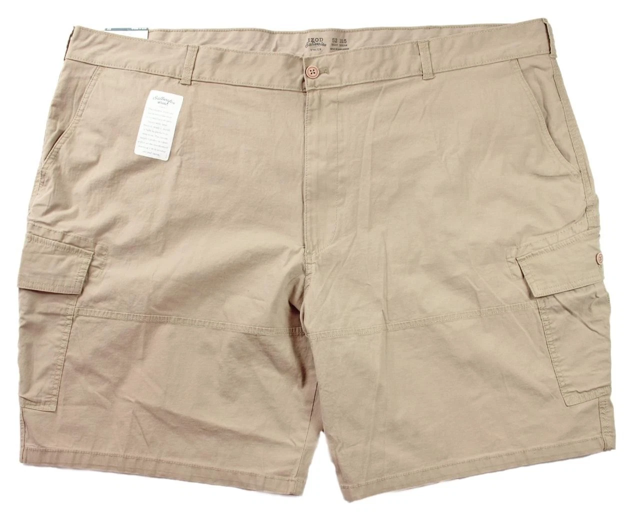 Izod Big & Tall Mens Casual Bermuda Cargo Shorts 52 Flat Front Relaxed Fit Khaki