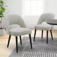 Kobe Grey Fabric Dining Chairs Set of 2 Solid Wood Legs Furniture Grey Fabric 