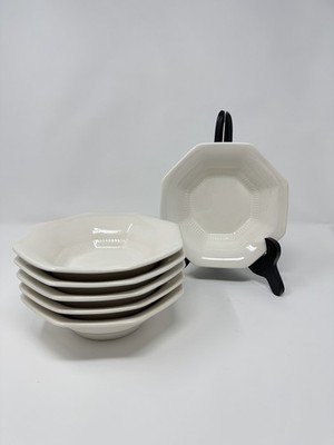 Lot of 6 Independence Ironstone Interpace Octagonal 6 3/4  Soup Cereal Bowl 