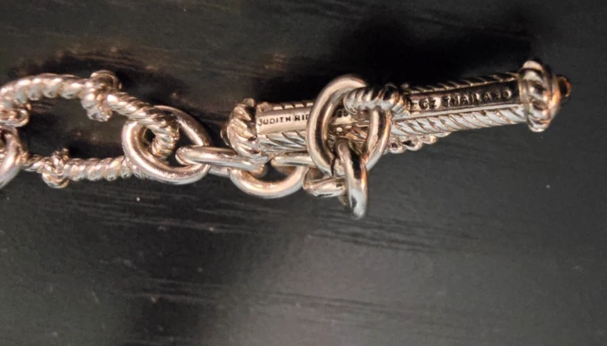 Judith Ripka CZ Sterling Silver Link Necklace w Charm Topaz & CZ - Image 4 of 4