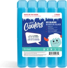 Cool Coolers, 5 Pack Days of the Week Ice Blocks, Compact & Reusable Ice Packs f