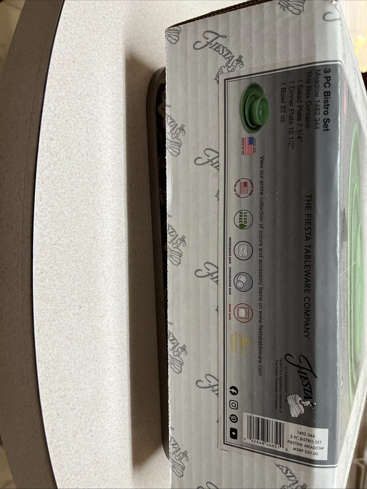 Fiestaware 3 Piece Bistro Set Meadow 1482344 NEW IN BOX - Image 2 of 4