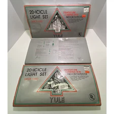 3 Icicle Christmas Light String Sets Each has 20 Bulbs Indoor Outdoor Yule Color