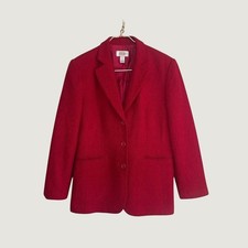 Talbots Red 100 Wool Blazer Jacket Womens Size 6 Three Button Classic Career
