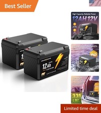 Dual 12V 12Ah LiFePO4 Lithium Iron Phosphate Battery - Ideal for Outdoors