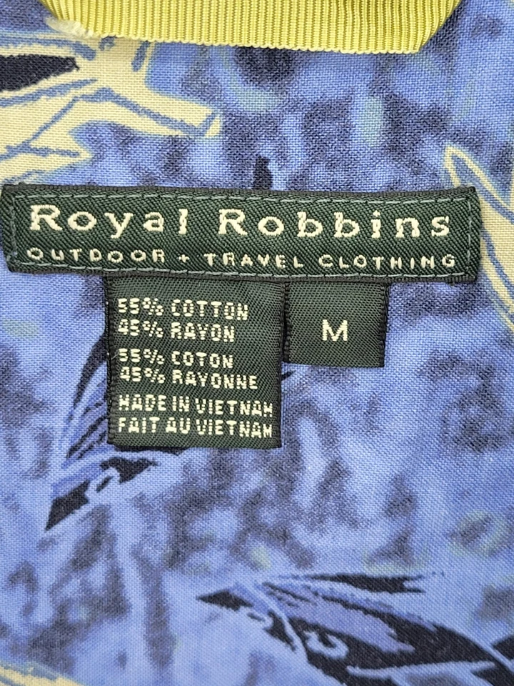 Royal Robbins гавайская рубашка мужская средний синий тропический цветочный короткий рукав - Изображение 3 из 4
