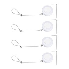 4Set 3ft Retractable Remote Round Tether Remote Cable Lock White Rope Locks 