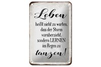 Blechschild Spruch 12X18Cm Leben Lernen Im Regen Zu Tanzen