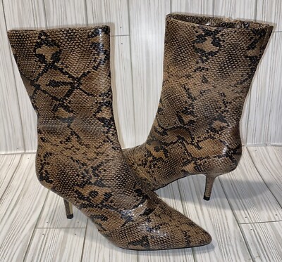 Olivia Miller Leather Snake Print Boots Size