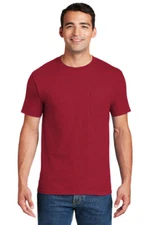 Hanes 5190P Men's T Shirt Short Sleeve Crew Tee Beefy-T With Pocket T-Shirt