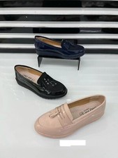 LADIES WOMENS SHOES PUMPS BROGUES VINTAGE TASSEL LOAFERS FLAT SCHOOL OFFICE SIZE