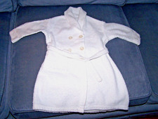 VINTAGE Bath Robe Baby Boys 0-9M WHITE Terry Cloth Belt Cotton FROM THE 40'S