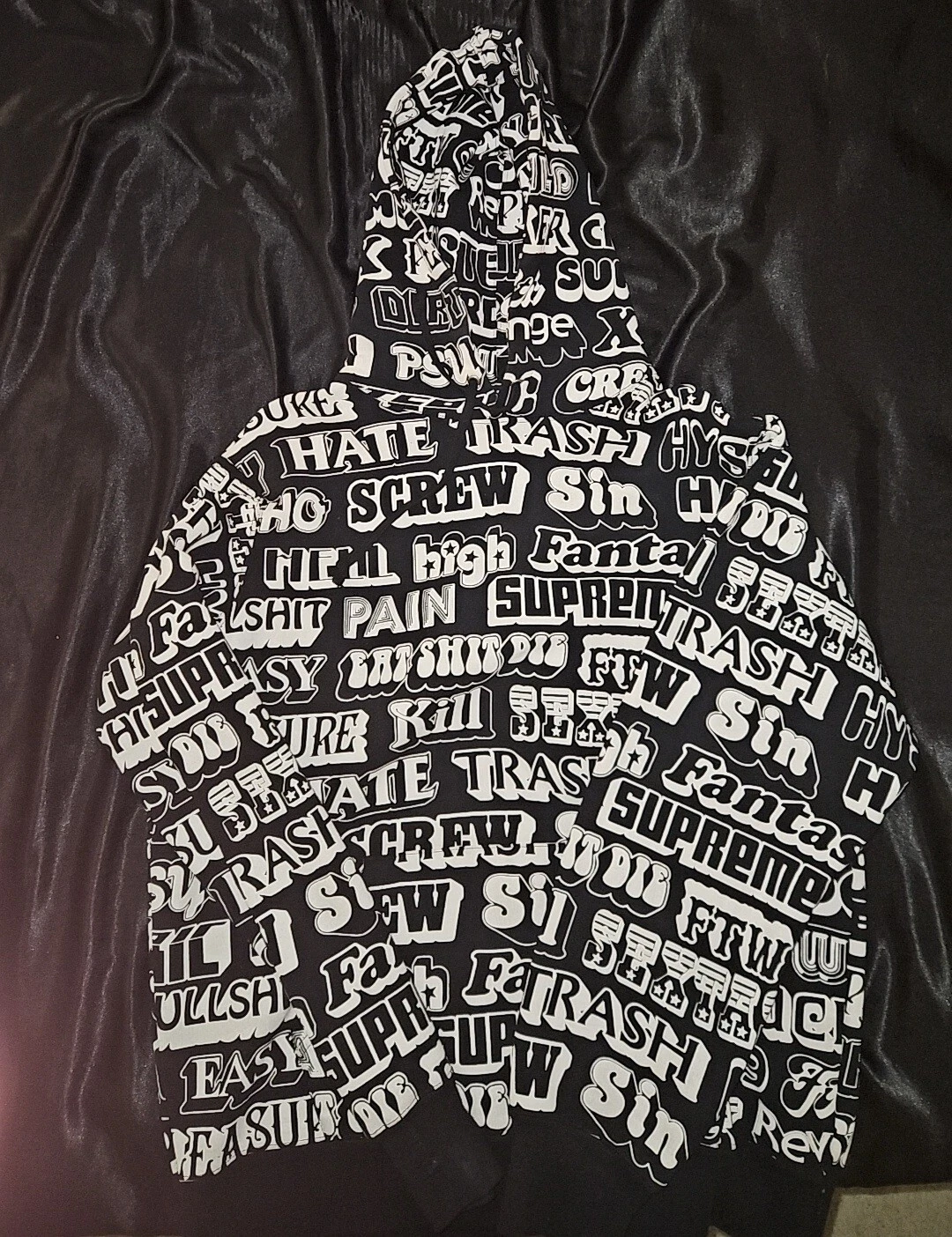 Sweat à capuche texte glamour hystérique suprême