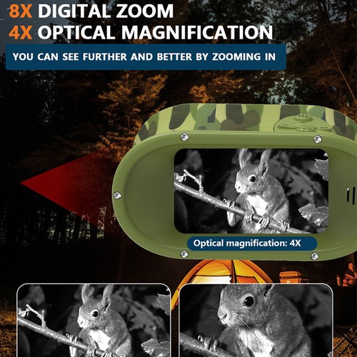Binoculars Night Vision Telescope Camera IR LED 48MP 4X 8X Zoom 2.4'' IPS Screen - Picture 12 of 13