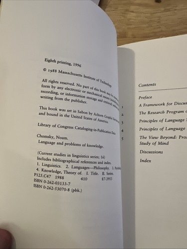 Language and Problems of Knowledge: The Managua Lectures by Noam Chomsky - Picture 6 of 6