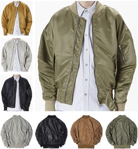 Mens Classic MA-1 Heavy Brass Zip Reversible Orange Flight Pilot Bomber Jacket