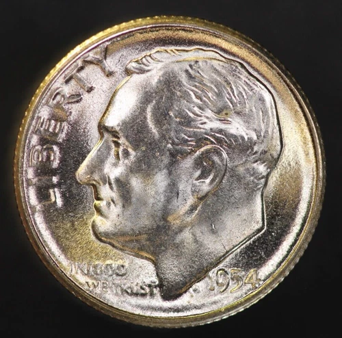 1954 S ROOSEVELT DIME BU FRESH FROM ORIGINAL ROLL -LOT 5236